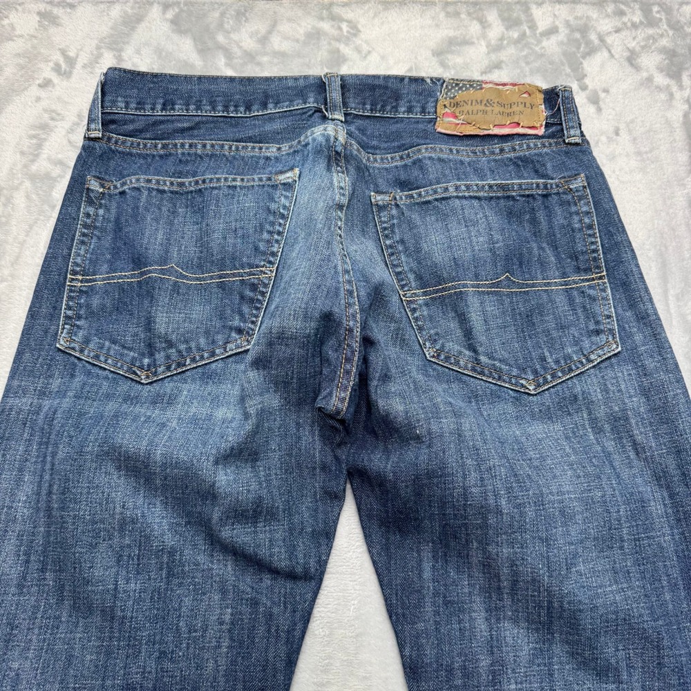 Denim & Supply Ralph Lauren Jeans Men 34x32 Blue Straight Fit Distressed Denim - Picture 12 of 13